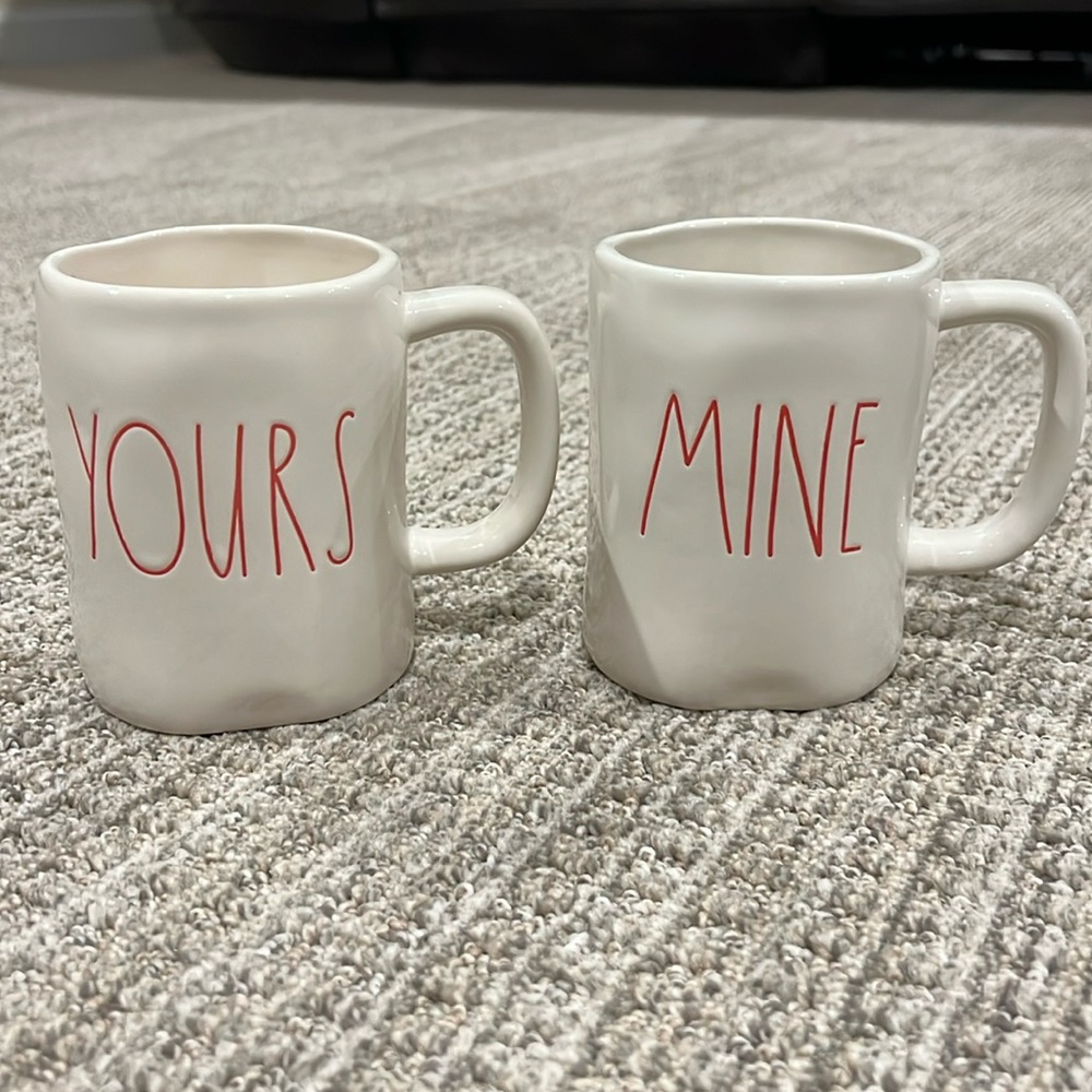 Rae Dunn YOURS and MINE mugs no chips or scratches